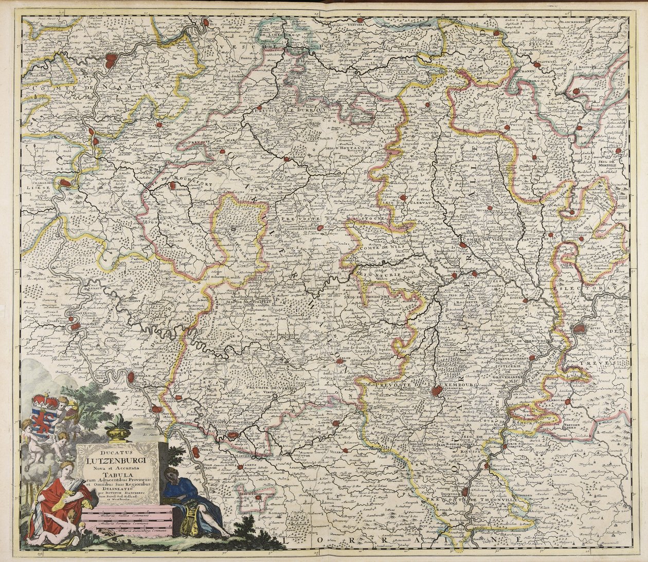 Ducatus Lutzenburgi nova et accurata tabula : cum adjacentibus provinciis et omnibus suis regionibus delineatio / per Iustinum Danckerts - Justus Danckerts