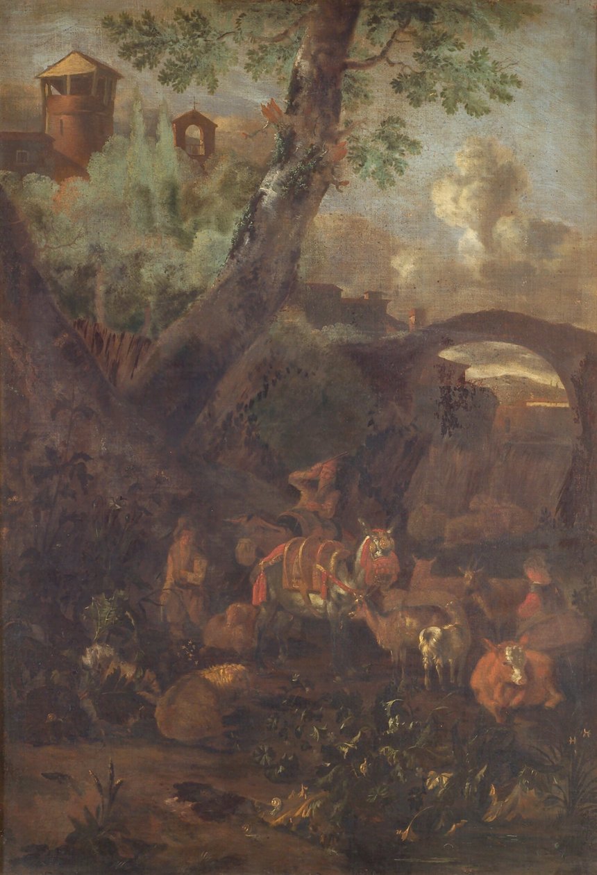 Paysage avec mules et chèvres - KMS 980 Monogrammist I.L.