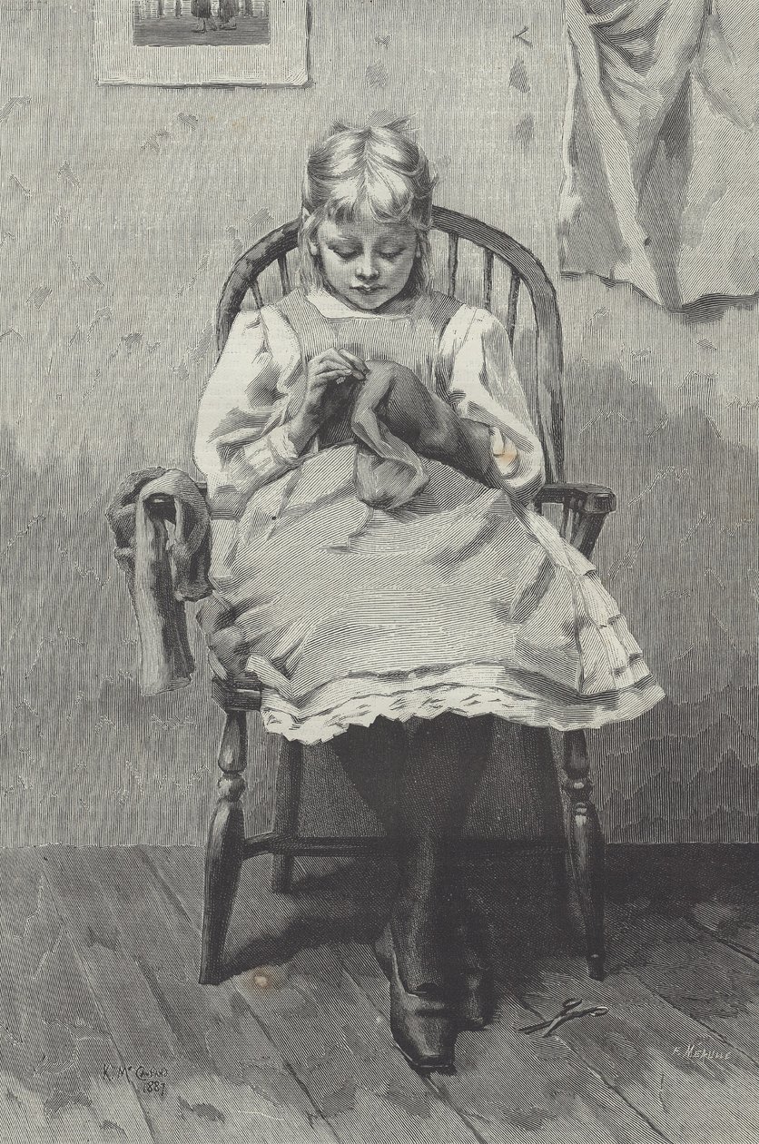 Jeune couturière, gravure par Fortuné Méaulle (1844-1901) (gravure) - K. McCausland