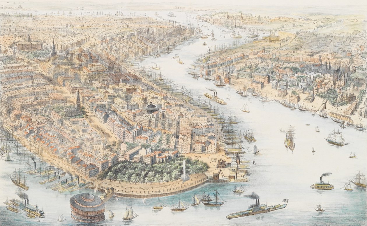New-York depuis le sud-ouest, vers 1852 - K. Th. Westermann