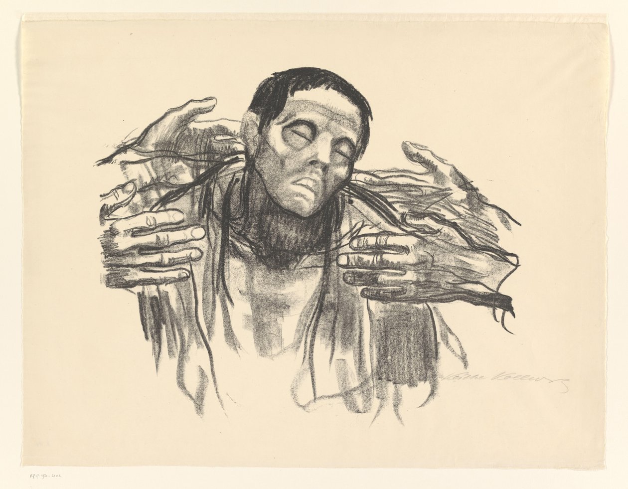 Homme et quatre mains - Käthe Kollwitz (signed by artist)