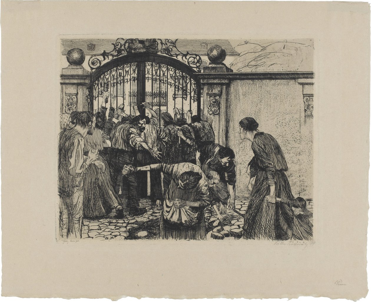 Une révolte des tisserands, feuille 5 : Tempête - Käthe Kollwitz