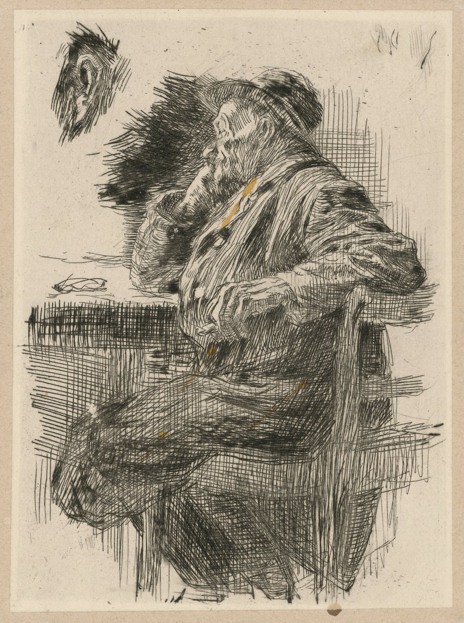 Un homme assis à table - Käthe Kollwitz