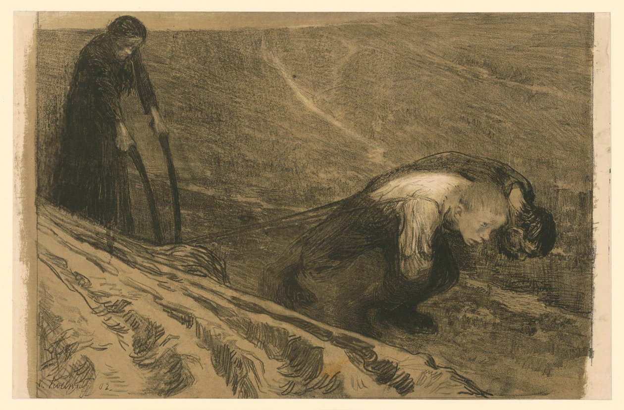 Le laboureur et sa femme (version rejetée de la planche 1 de « La Guerre des paysans », 1er état) - Käthe Kollwitz