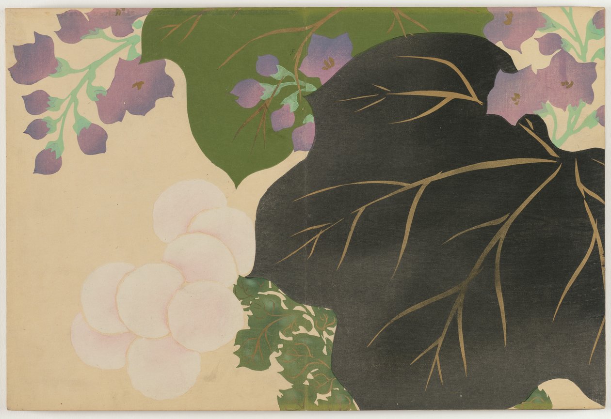 Fleurs de cent mondes : Chrysanthème et Paulownia - Kamisaka Sekka