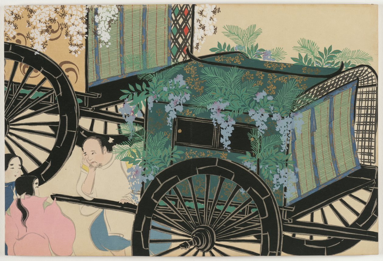 Fleurs de Cent Mondes (Momoyogusa) : Chariots Drapés de Fleurs - Kamisaka Sekka