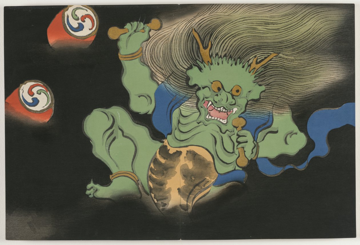 Fleurs de Cent Mondes (Momoyogusa) : Dieu du Tonnerre - Kamisaka Sekka