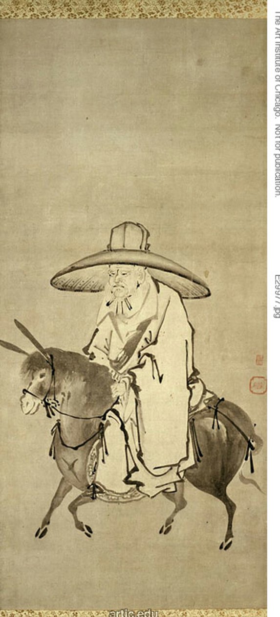 Le poète Du Fu à dos d