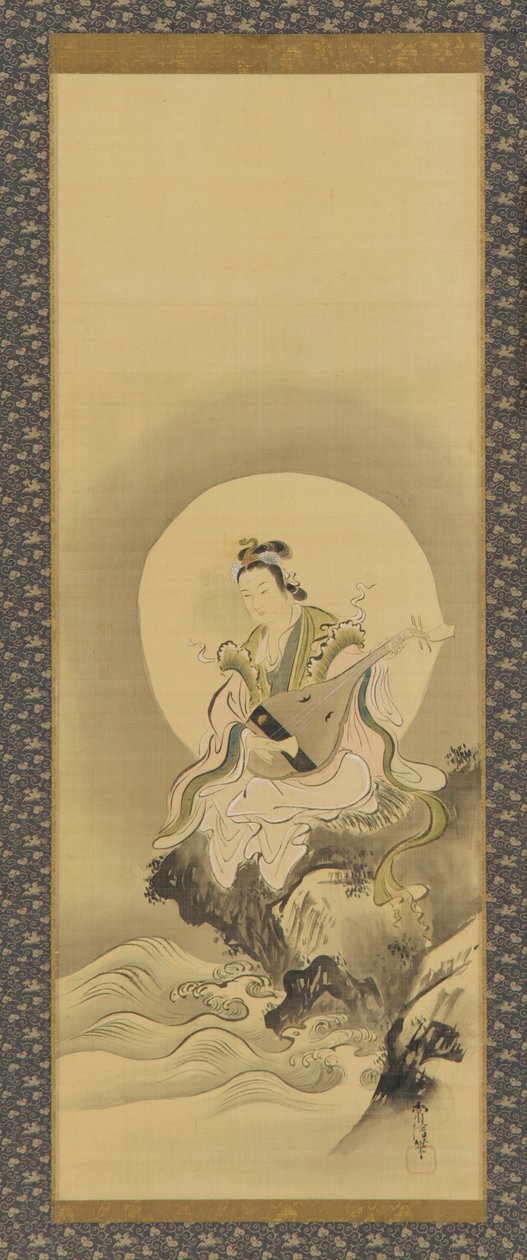 Benten Sarasvati assise sur un rocher, période Edo, milieu du XVIIe-début du XVIIIe siècle - Kanô Yôboku Tsunenobu
