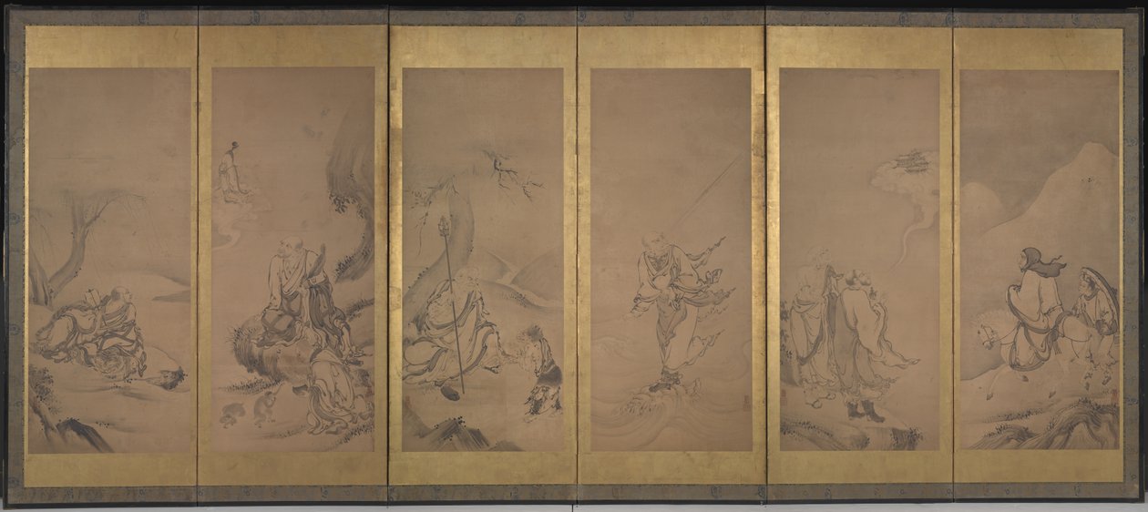 Patriarches bouddhistes, taoïstes et confucéens - Kano Sanraku