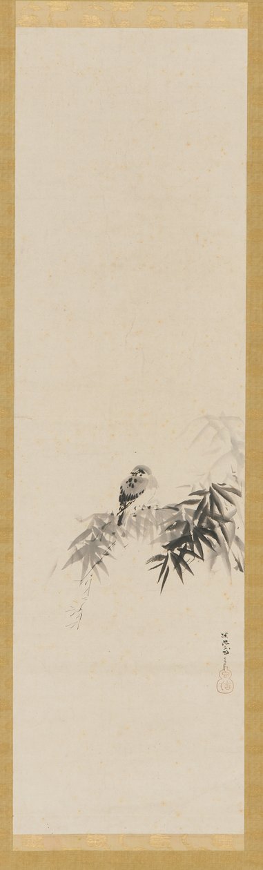 Oiseau sur une branche de bambou, période Edo, XVIIe siècle - Kanō Tan’yū