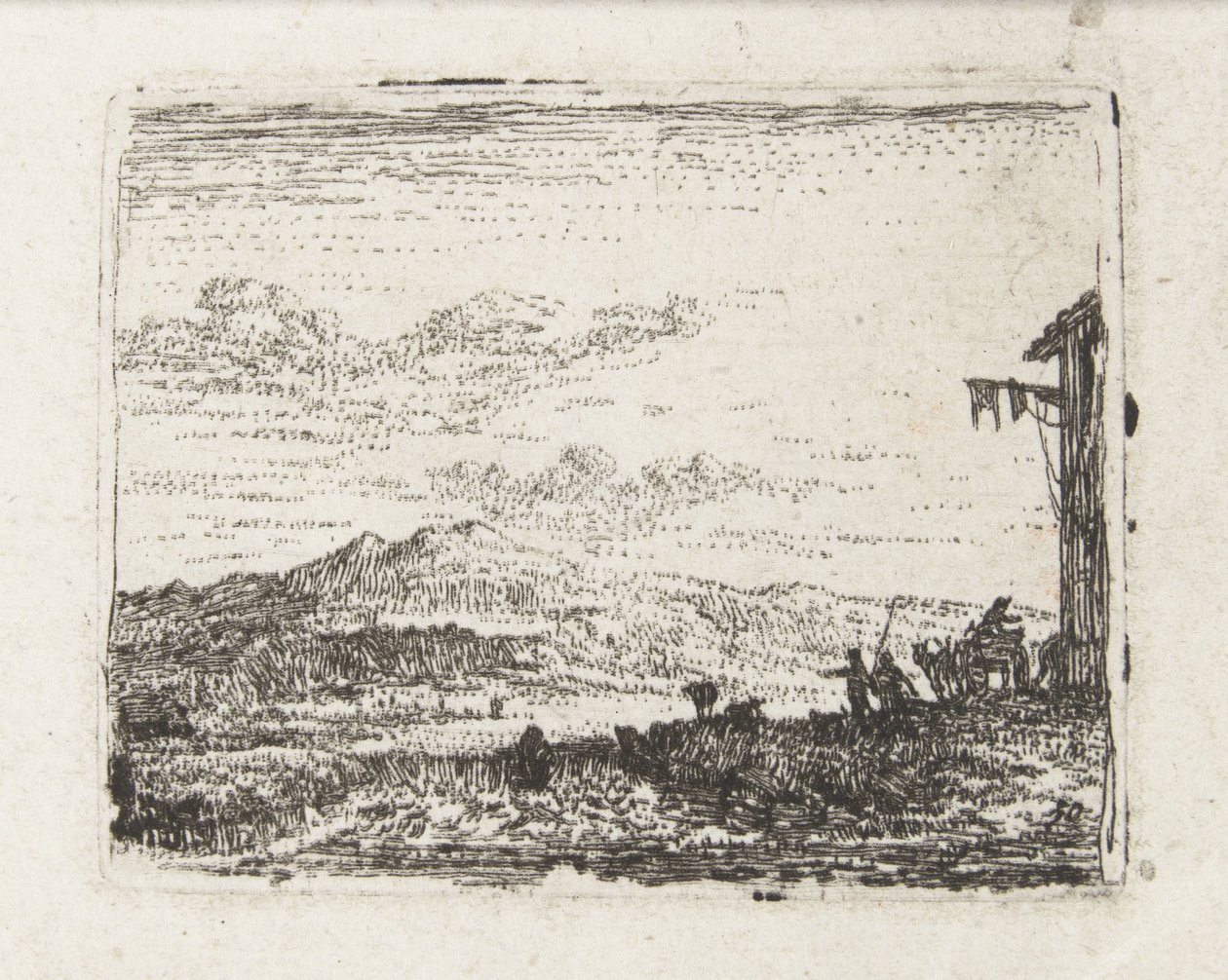 Paysage italianisant avec charrette près d