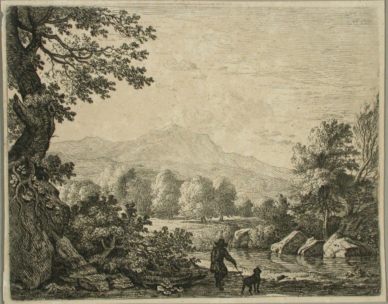 Paysage avec un homme et un chien - Karel Dujardin