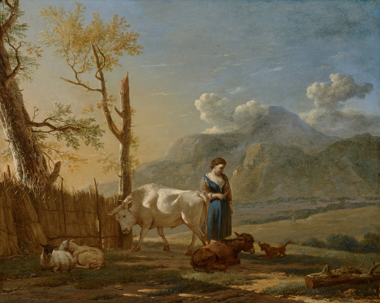 Paysage avec une bergère - Karel Dujardin