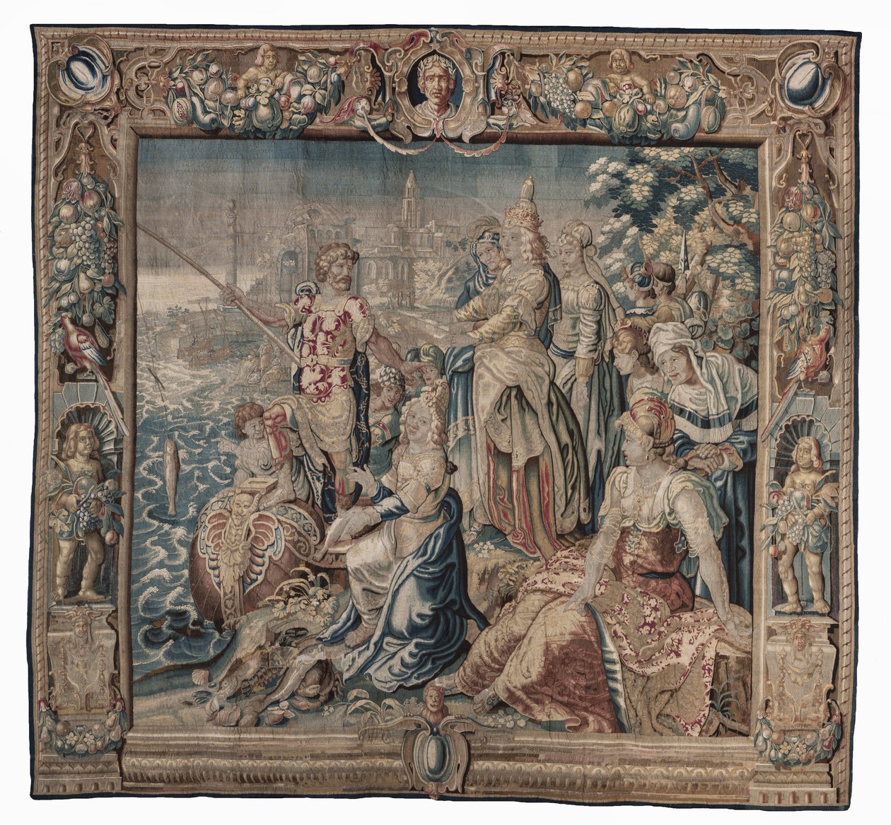 Antoine et Cléopâtre (Antoine attrape un poisson salé); tapisserie, date inconnue - Karel van II Mander