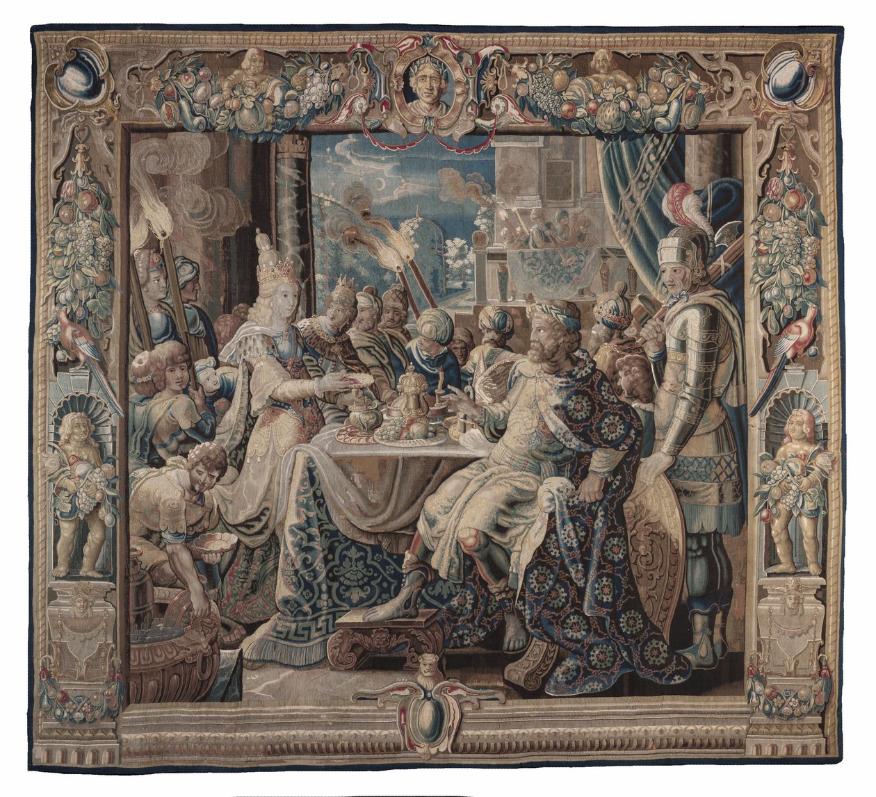 Cléopâtre divertit Antoine; tapisserie, vers 1640 - Karel van II Mander