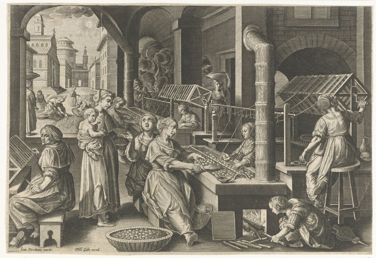 Le filage de la soie (Introduction du ver à soie et de la production de soie en Europe) (Vermis Sericus) - Karel van Mallery