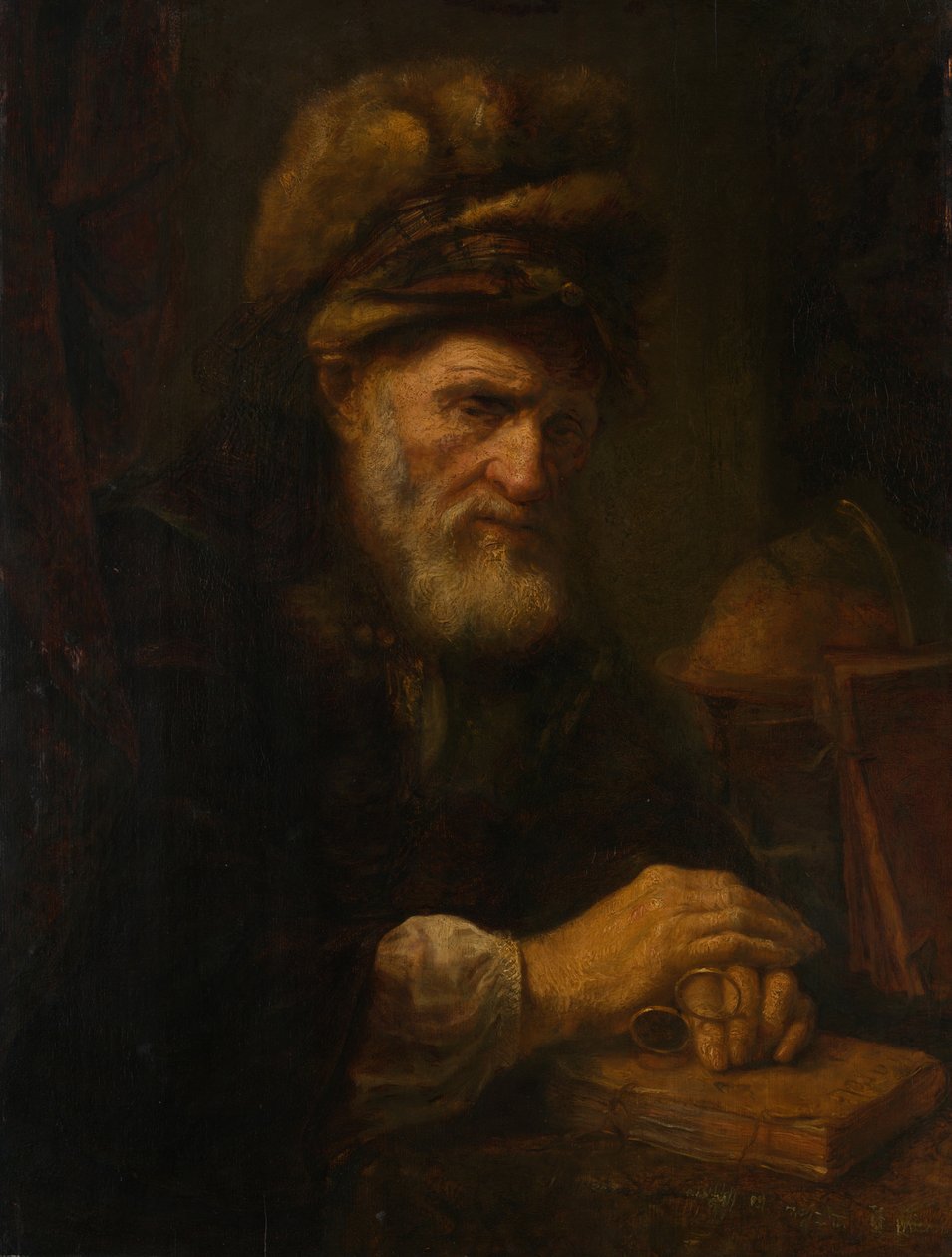 Un vieil homme avec un bonnet de fourrure, 1650-1660 - Karel van der Pluym