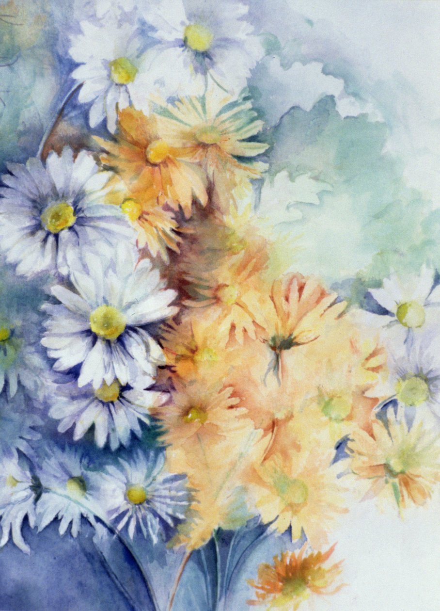 Chrysanthème, blanc et abricot - Karen Armitage