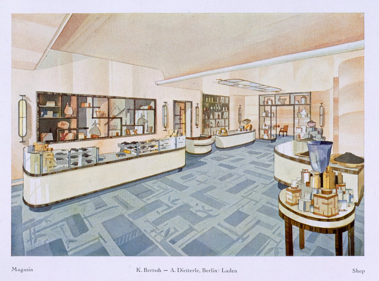 Boutique de parfumerie, illustration de Modern Interiors in Colour - Karl Bertsch