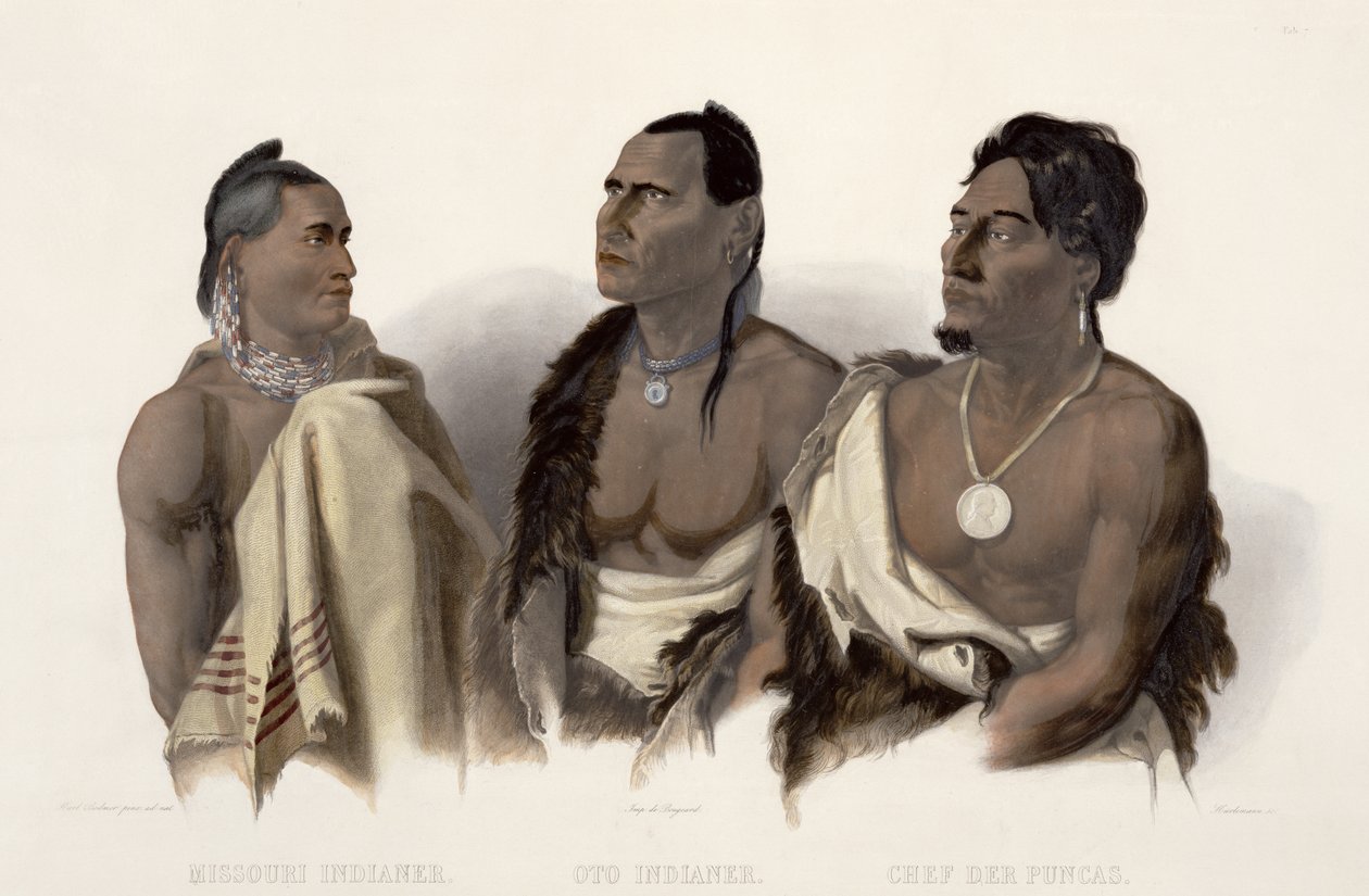Un Indien du Missouri, un Indien Oto et le chef des Puncas, planche 7 de 