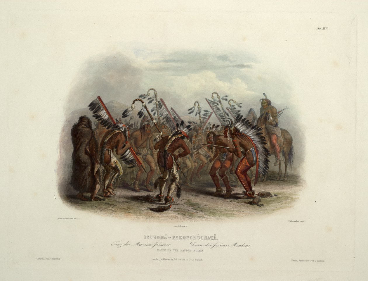 Ischohä-Kakoschochatä Danse des Indiens Mandan - Karl Bodmer