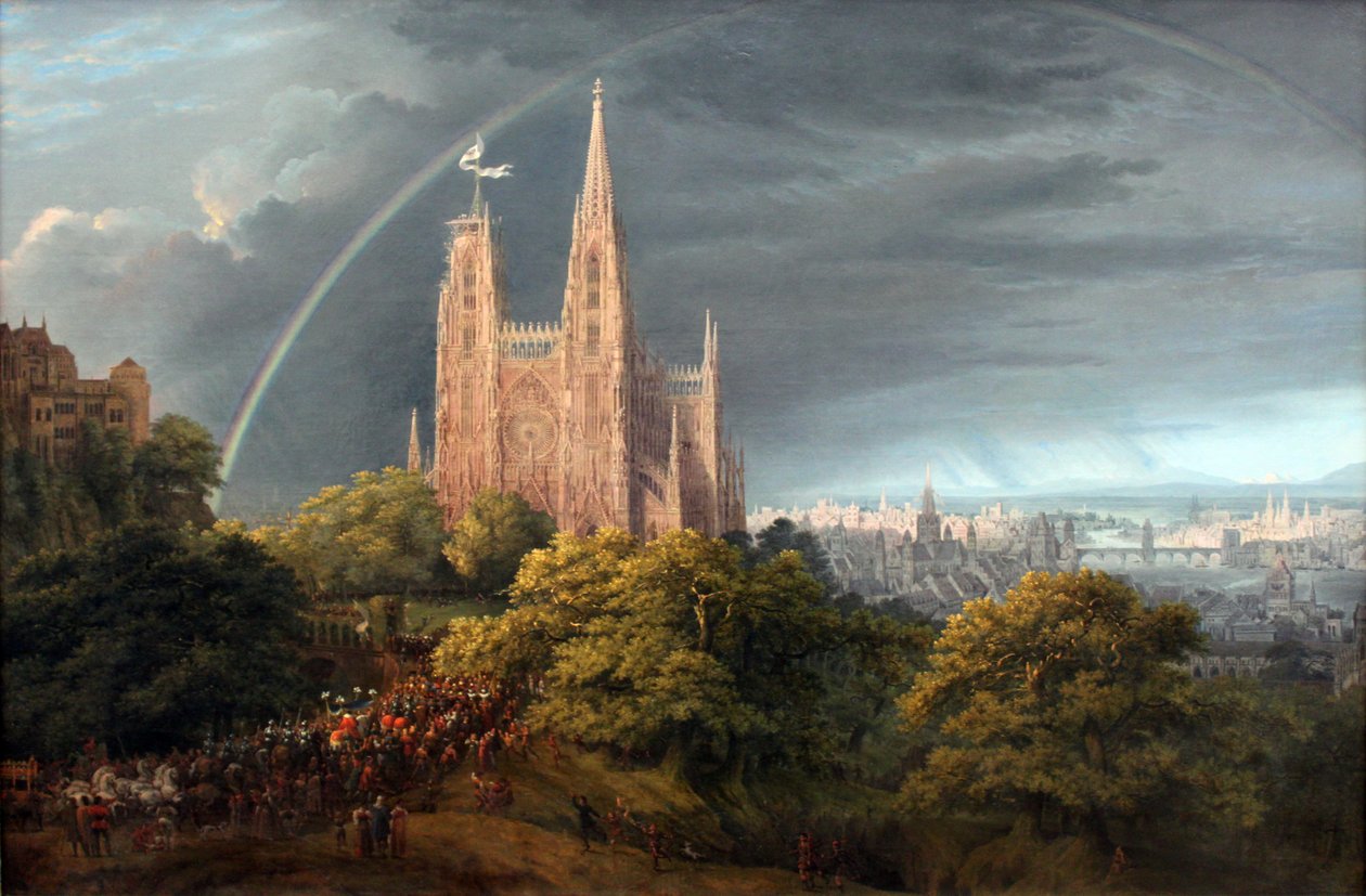 Ville médiévale sur une rivière - Karl Friedrich Schinkel