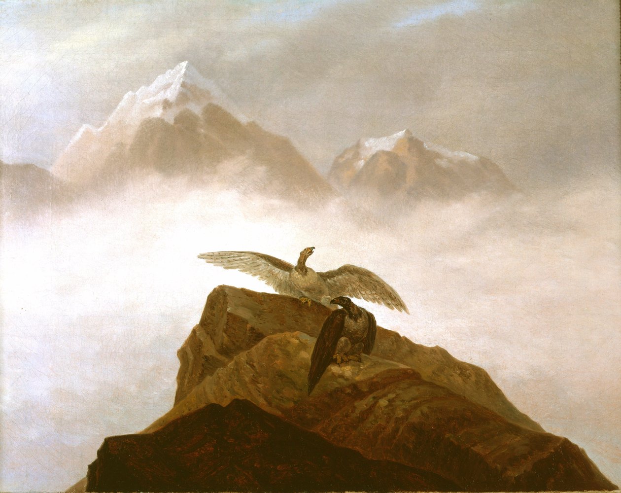 Aigles atterrissant sur un sommet alpin - Karl Gustav Carus