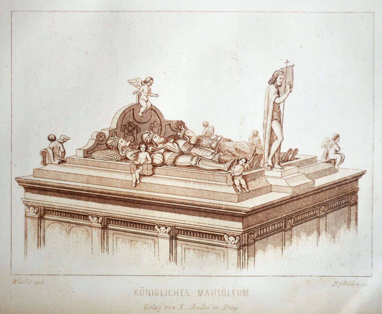 Illustration du livre Der Dom zu Prag de 1858, montrant les tombes des rois dans la cathédrale Saint-Guy - Karl Wurbs