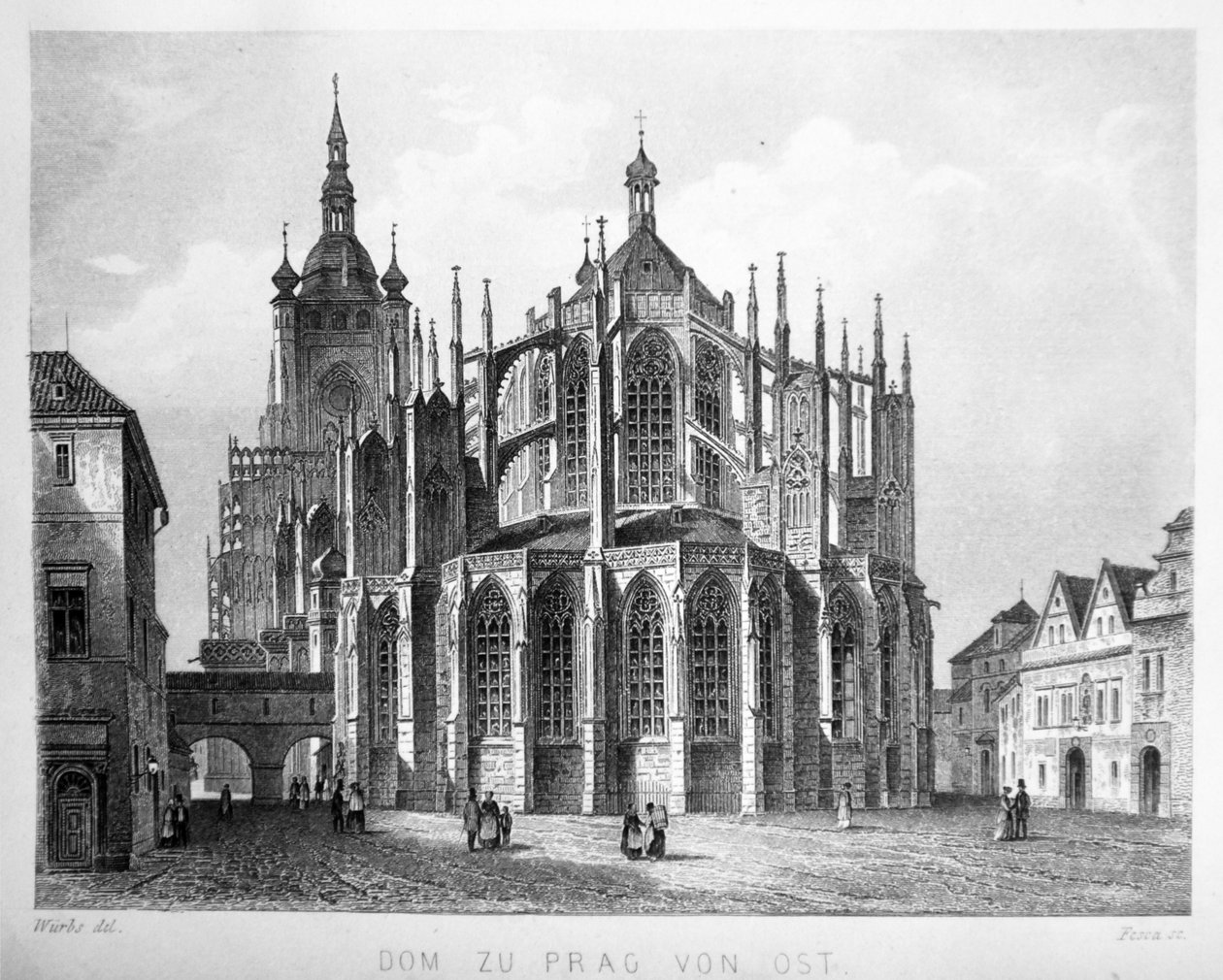 Illustration du livre Der Dom zu Prag de 1858, montrant la cathédrale Saint-Guy - Karl Wurbs