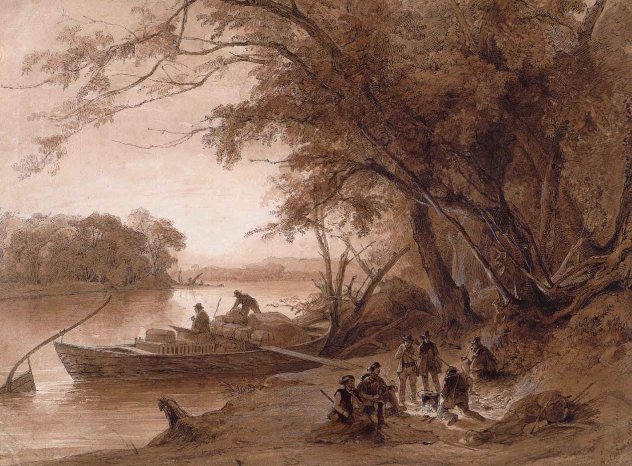 Campement des voyageurs sur le Missouri - Karl Bodmer