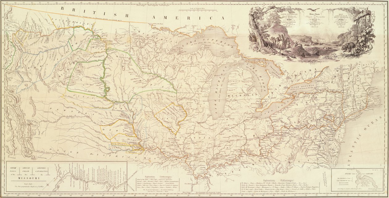 Carte pour Illustrer la Route du Prince Maximilian de Wied à l