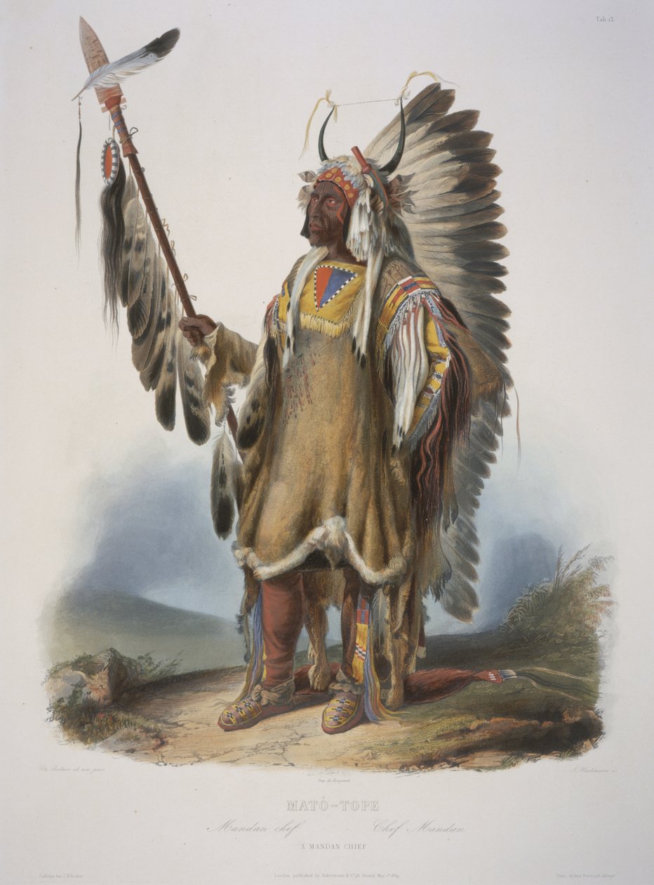 Mato-Tope, un chef Mandan, gravé par J. Hurliman, publié en 1839 - Karl Bodmer