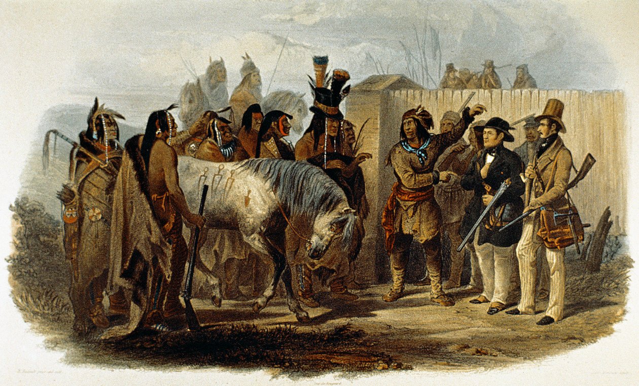 Le prince Max von Wied-Neuwied (1782-1867) et Karl Bodmer sont accueillis par les Indiens Hidatsa - Karl Bodmer