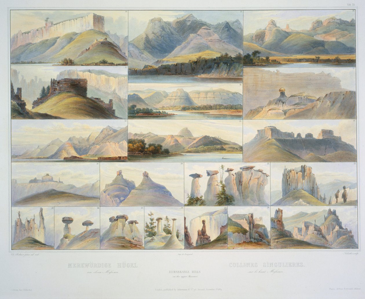 Collines remarquables sur le haut Missouri - Karl Bodmer