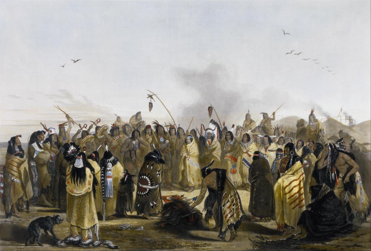 Danse du cuir chevelu des Minitarres - Karl Bodmer