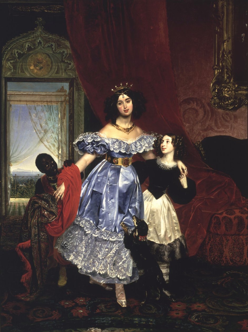 Portrait de la comtesse Samoilova avec (Giovanina) Amazilia Pacini et un garçon noir - Karl Bryullov