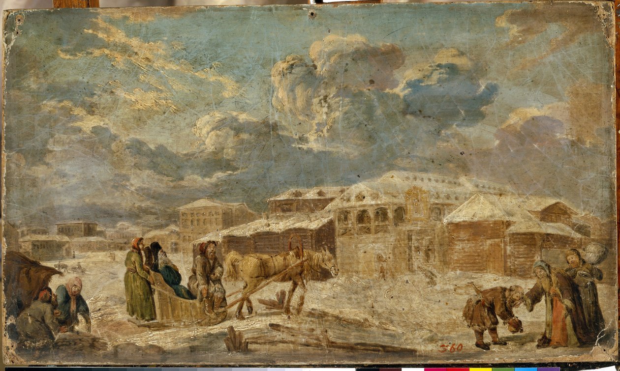 Place de ville en hiver (Saint-Pétersbourg) - Peinture de Karl Friedrich Knappe - Karl Friedrich Knappe