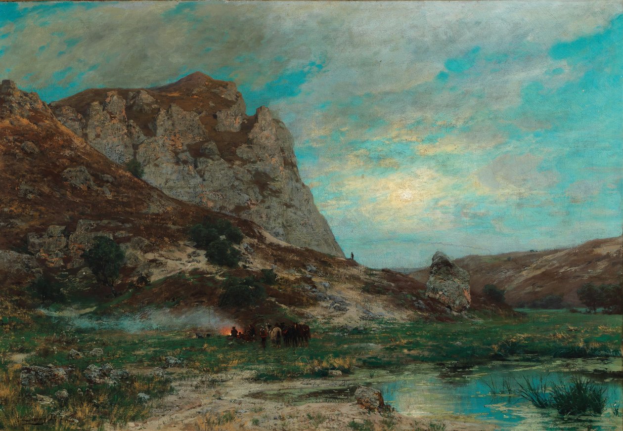 Soldats au repos | Carl Friedrich Lessing | Estampe d'art