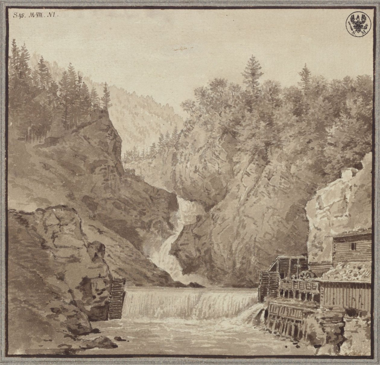 Vue de la cascade près de Lend dans la région de Salzbourg - Karl Friedrich Schinkel