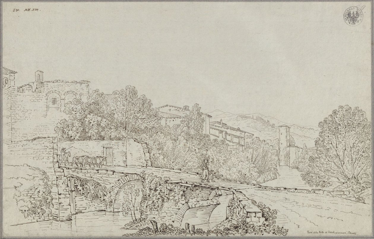 Vue de Rieti, dans les Apennins, avec le pont sur le Velino - Karl Friedrich Schinkel