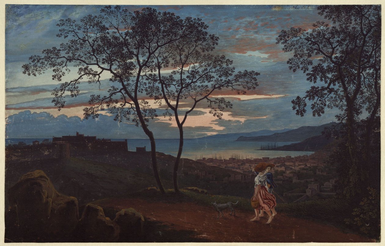 Vue de Trieste depuis une hauteur au crépuscule - Karl Friedrich Schinkel
