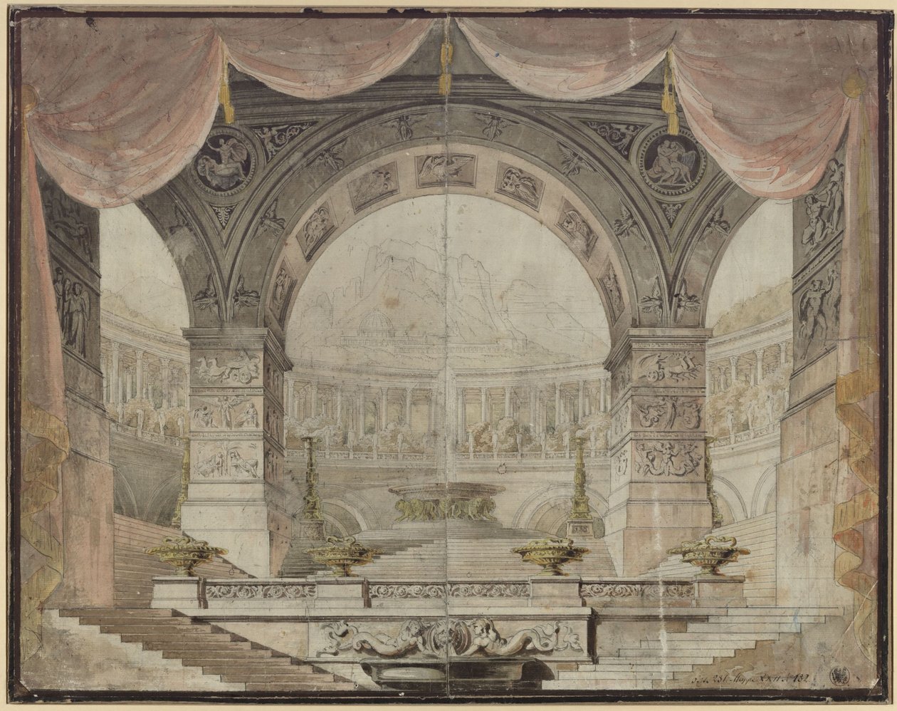 Armida. Opéra de Christoph Willibald Gluck. Projet pour le 7e décor. Salle d