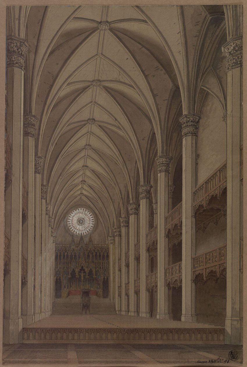 Berlin. Église Saint-Pierre. Projet de reconstruction dans le style gothique. Vue intérieure donnant sur l