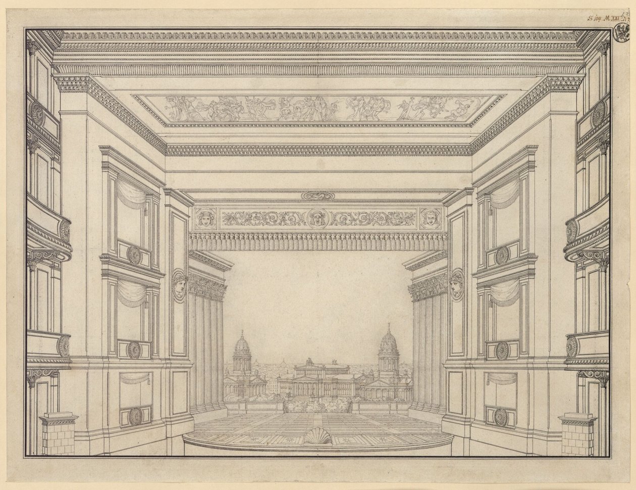 Berlin. Théâtre du Gendarmenmarkt, scène - Karl Friedrich Schinkel