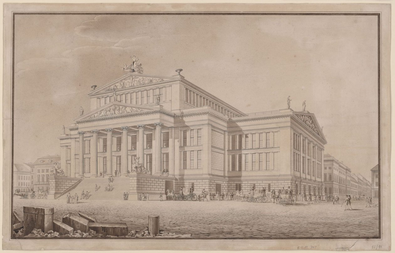 Berlin. Schauspielhaus sur le Gendarmenmarkt. Vue en perspective - Karl Friedrich Schinkel