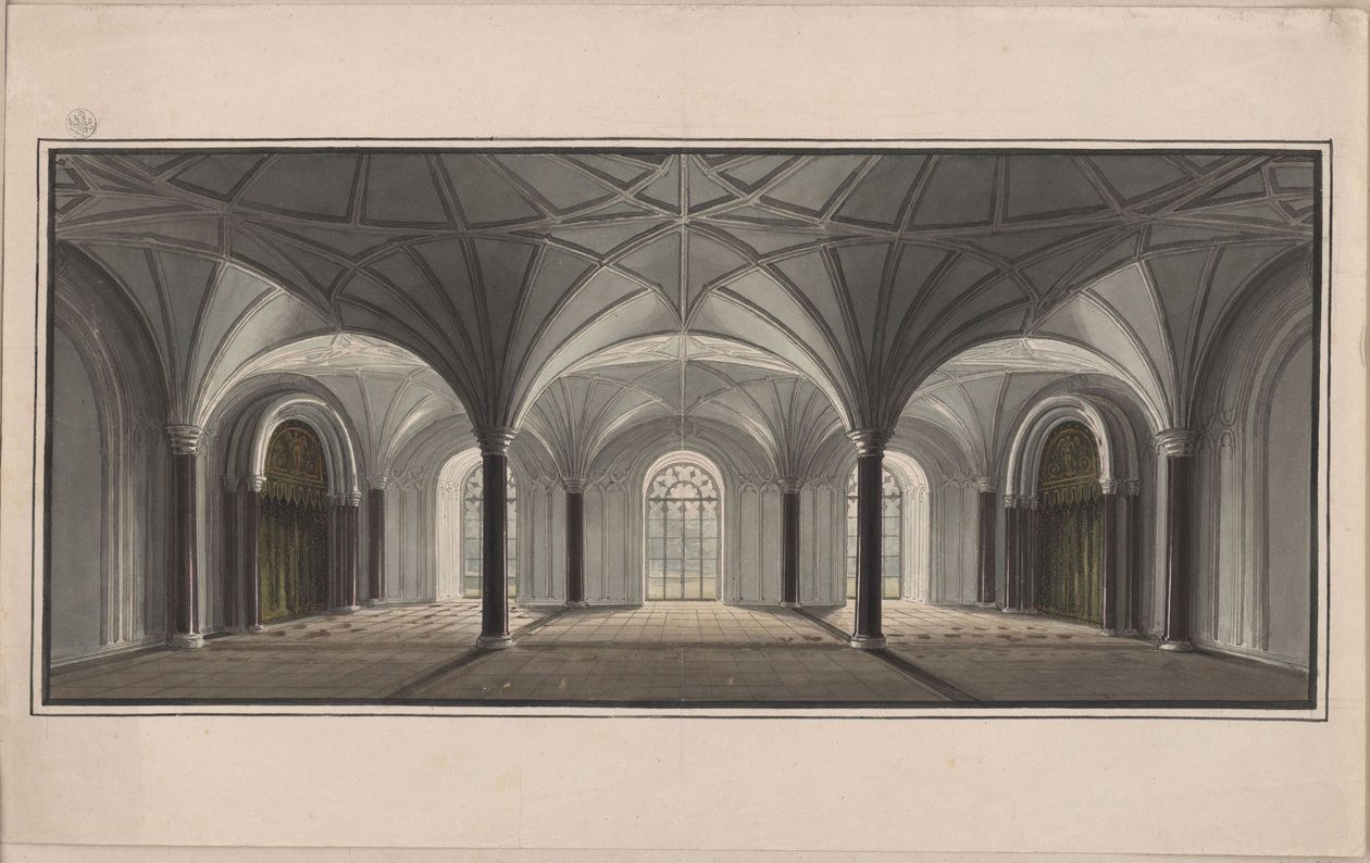 Berlin, Wilhelmstraße. Palais Radziwill (Radziwiłł). Esquisse de la salle des jardins - Karl Friedrich Schinkel