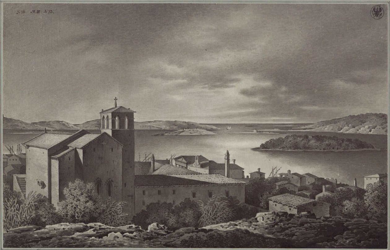 Vue de Pola et de la mer - Karl Friedrich Schinkel