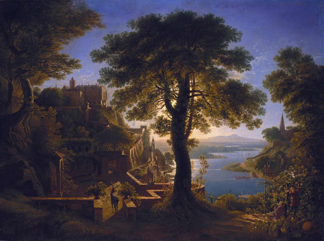 Le château au bord de la rivière - Karl Friedrich Schinkel