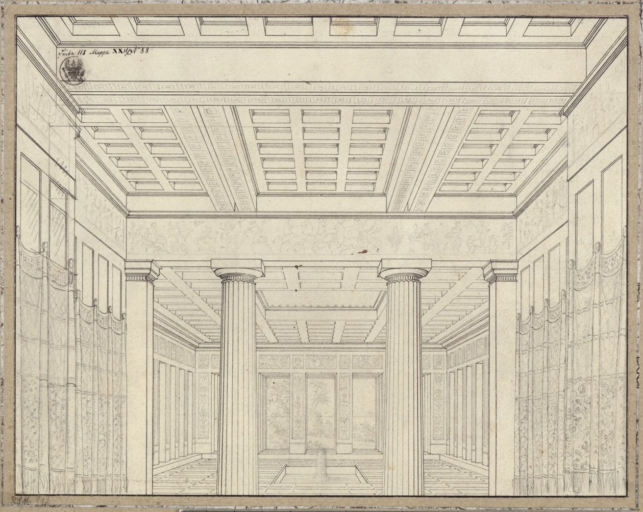 Didon. Opéra de Bernhard Klein. Projet pour le 3e décor. Chambre dans le palais - Karl Friedrich Schinkel